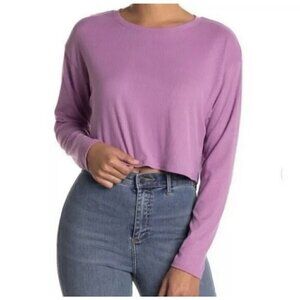 BP 𝅺RIBBED Crop tee top Long Sleeve Purple MEDIUM